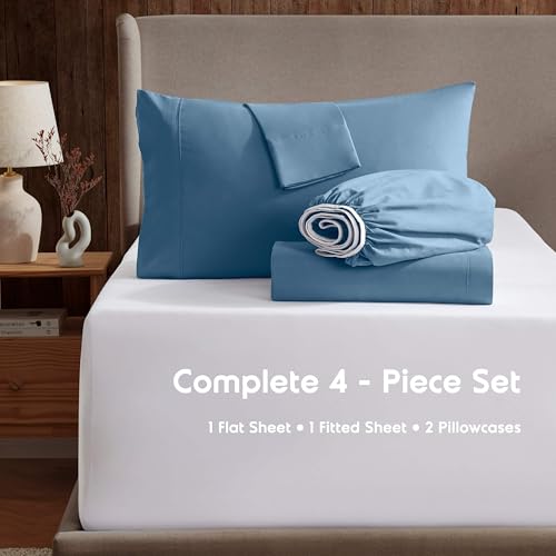 Nestl Queen Sheet Set - Luxury 1800 Ultra-Soft Microfiber Bed Sheets - Double Brushed - Deep Pockets - Easy Fit - 4 Piece Set - Bedding Sheets & Pillowcases (Queen, Blue Heaven) - Image 2