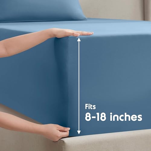 Nestl Queen Sheet Set - Luxury 1800 Ultra-Soft Microfiber Bed Sheets - Double Brushed - Deep Pockets - Easy Fit - 4 Piece Set - Bedding Sheets & Pillowcases (Queen, Blue Heaven) - Image 4