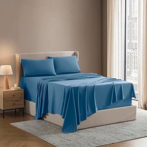 Nestl Queen Sheet Set - Luxury 1800 Ultra-Soft Microfiber Bed Sheets - Double Brushed - Deep Pockets - Easy Fit - 4 Piece Set - Bedding Sheets & Pillowcases (Queen, Blue Heaven) - Image 1
