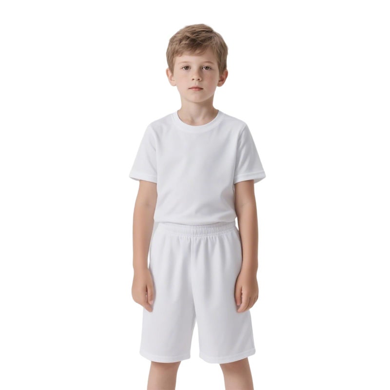 TopTie Big Boys Youth Soccer Short, 8 Inches Running Shorts with Pockets-White-L/ 14-16 - Image 3