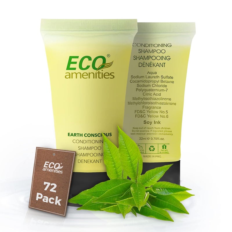 Eco Amenities Travel Size Shampoo and Conditioner Sets  2 in 1 Hotel Shampoo and Conditioner Supplies for Guests  Refreshing Bulk Travel Size Toiletries  22ml 075fl oz 72 pack Green Tea Scent