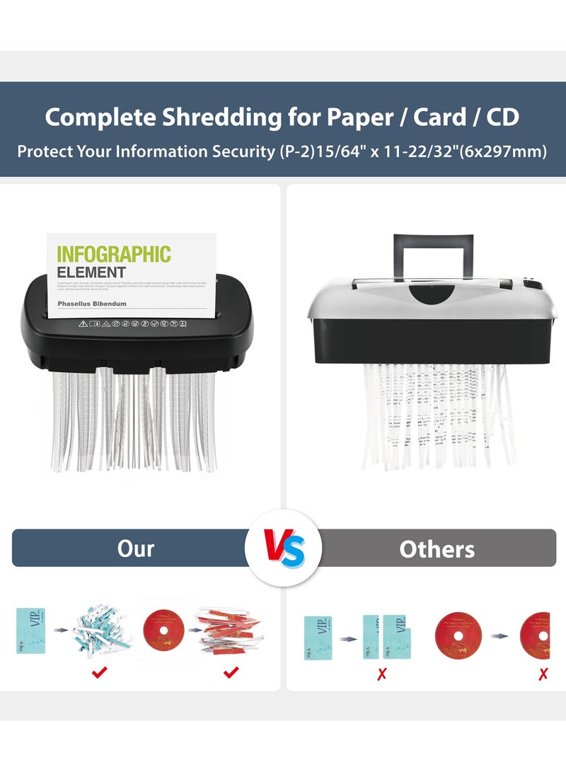 XiuWoo Durable Home Office Paper Shredder CD & Credit Card Shredder 11L Capacity Electric File Strip Level 2 Confidential 8 Sheets  - P-2 Security Level - Image 3