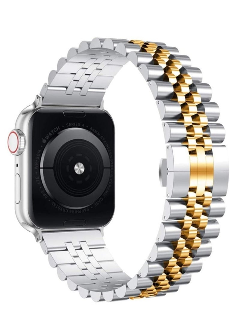 Compatible with Apple Watch Band 41mm 40mm 38mm, Stainless Steel Heavy Band with Butterfly Folding Clasp Link Bracelet for iWatch Series8/7/6/ SE Series 5/4/3/Men Women - Image 1