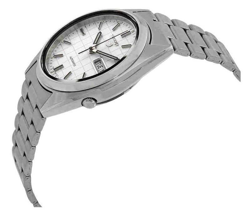 Seiko 5 Automatic SNXF05K1 Day/Date Stainless Steel White Dial 30M Mens Watch - Image 1