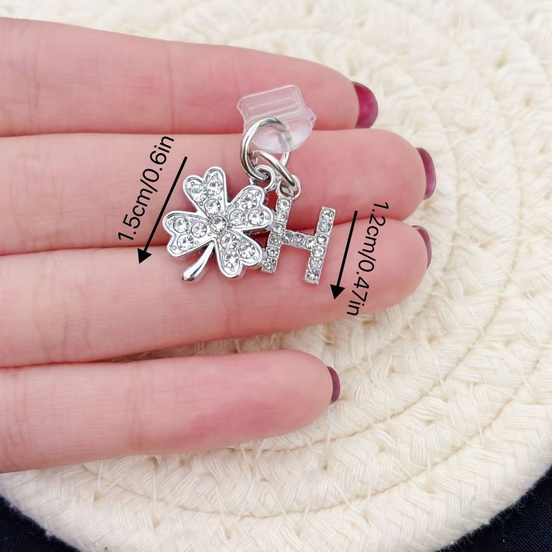 Lucky Four Leaf Clover Phone Dust Plug Easy Alloy Pendant Applicable To Iphone 5 14 Interface And Type C Android Phone - Image 2