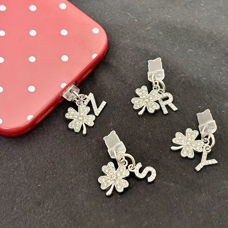 Lucky Four Leaf Clover Phone Dust Plug Easy Alloy Pendant Applicable To Iphone 5 14 Interface And Type C Android Phone - Image 5