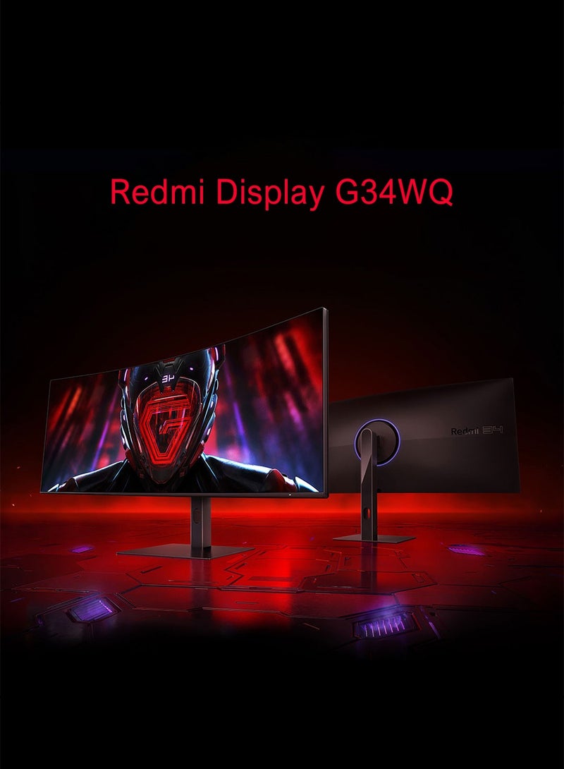 Xiaomi 34 inch MI Curved Gaming Monitor (G34WQ) 1ms Fast Response 21:9 180Hz High Refresh Rate 1500R Curvature WQHD 3440x1440 Resolution sRGB Wide Colour Gamut Free-Sync (DP x2, HDMI x2, Audio Port x1, DC IN x1) Black - Image 2