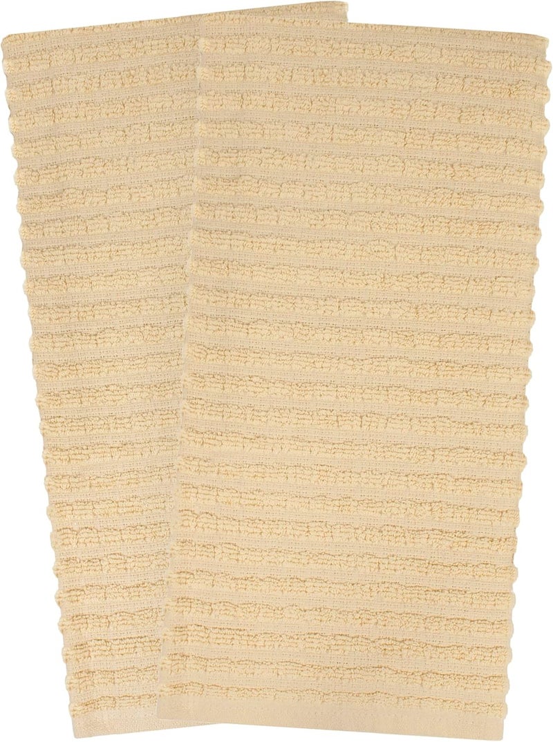 Ritz Royale Collection 100% Combed Terry Cotton, Highly Absorbent, Oversized, Kitchen Towel Set, 28" x 18", 2-Pack, Solid Latte Brown - Image 2