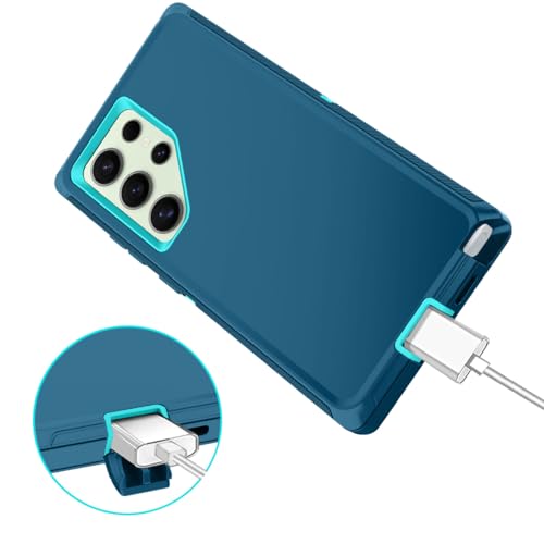 I-HONVA for Samsung Galaxy S24 Ultra Case Shockproof Dust/Drop Proof 3-Layer Full Body Protection [Without Screen Protector] Rugged Heavy Duty Case for Galaxy S24 Ultra 6.8",Turquoise - Image 5