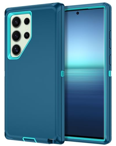 I-HONVA for Samsung Galaxy S24 Ultra Case Shockproof Dust/Drop Proof 3-Layer Full Body Protection [Without Screen Protector] Rugged Heavy Duty Case for Galaxy S24 Ultra 6.8",Turquoise - Image 1