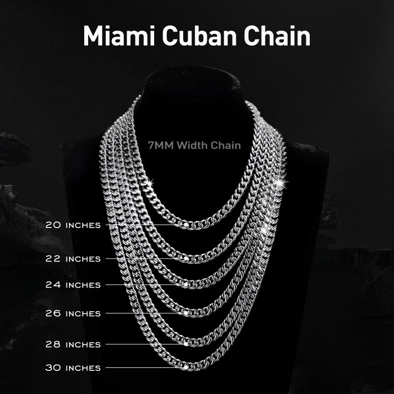 waitrose Cuban Link Chain for Men 7mm Silver Chain for Men Miami Cuban Mens Silver Chains,316L Stainless Steel and 925 Sterling Silver Chain for Men Necklace 28 Inches Silver Chain - Image 5
