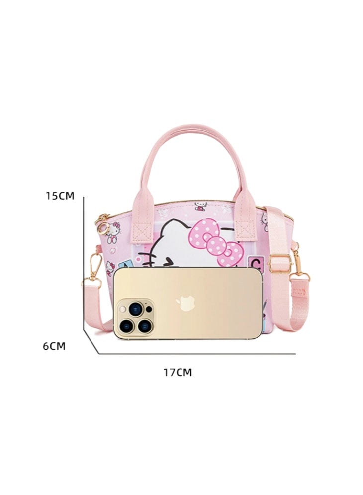 هالو كيتي الأطفال طلاب المدارس الابتدائية لطيف الكرتون حقيبة كتف نزهة حقيبة مستحضرات التجميل تخزين ثنائي الغرض المحمولة حقيبة ساعي - Image 5