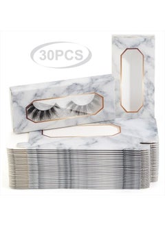 MAGEFY 30 Pieces Eyelashes Packaging Box, Empty Eyelash Boxes Lash Box Packaging Marble Paper Eyelash Storage Box Soft Paper Lash Case  - Image 1