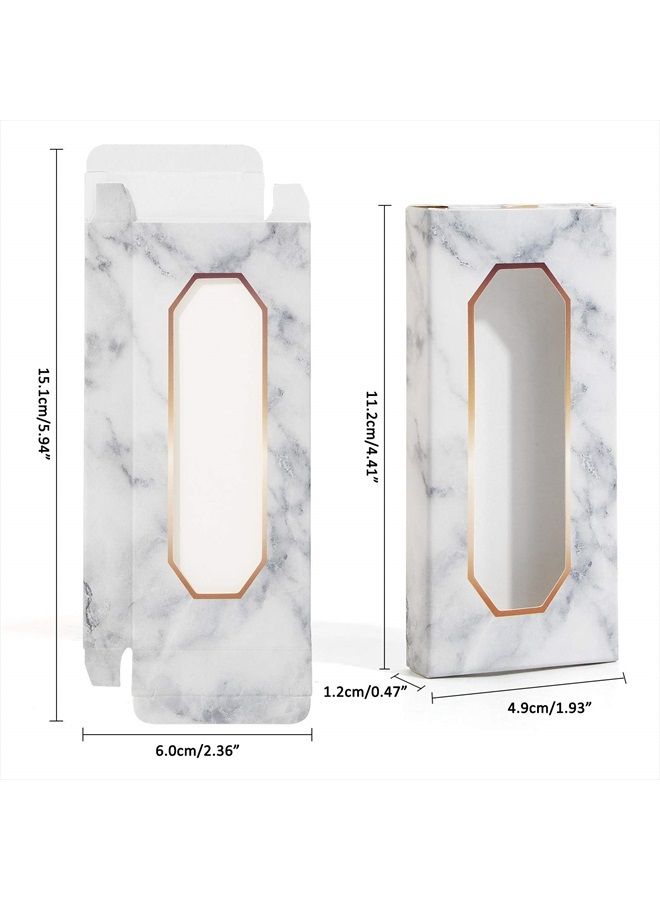MAGEFY 30 Pieces Eyelashes Packaging Box, Empty Eyelash Boxes Lash Box Packaging Marble Paper Eyelash Storage Box Soft Paper Lash Case - Image 3