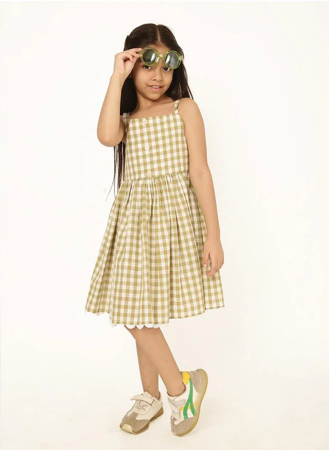 Styli Gingham Check Strappy Dress