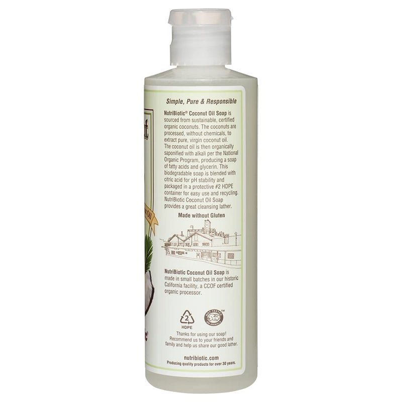 NutriBiotic â€“ Pure Coconut Oil Soap, Unscented 8 Oz | Certified Organic, Unrefined, Biodegradable | Vegan & Made without GMOs, Gluten, Parabens or Sulfates | Rich, Cleansing Lather - Image 3