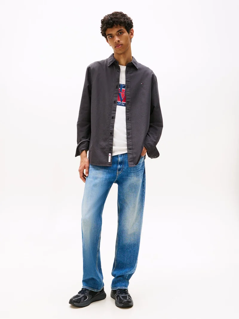 TOMMY JEANS black Regular Oxford Shirt for Men | Best Price UAE