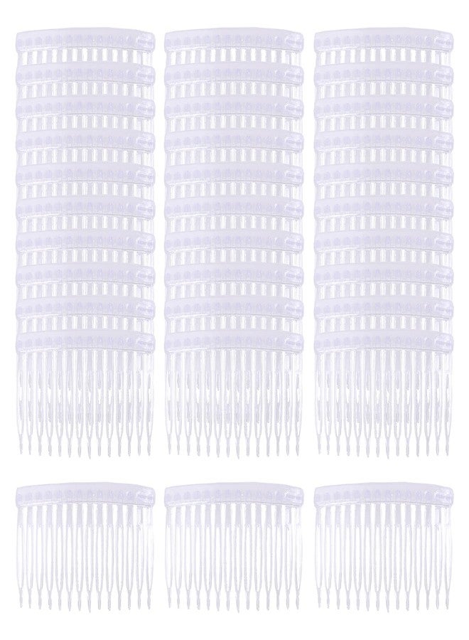 Cinaci 30 Pack Small Clear White Plastic Hair Side Combs Slide Bun Holder with 14 Teeth DIY Headpieces Thin Fine Hair Clips Grips French Twist Barrettes Accessories for Women Girls Wedding Brides Veil - Image 1