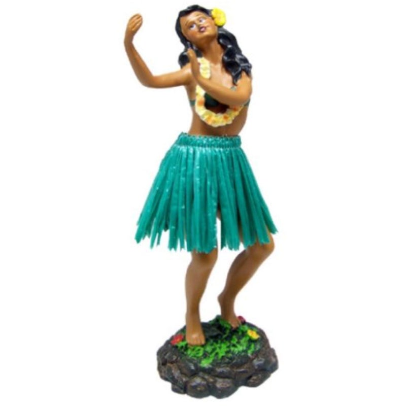 Tikimaster Hawaiian Dashboard Doll Leilani Girl Dancing Green - Image 1