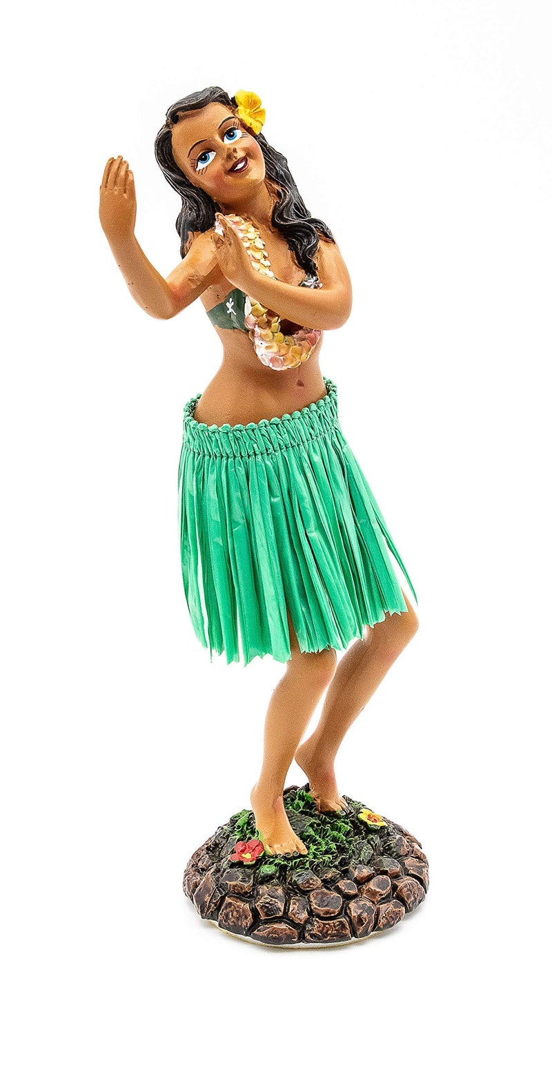 Tikimaster Hawaiian Dashboard Doll Leilani Girl Dancing Green - Image 2