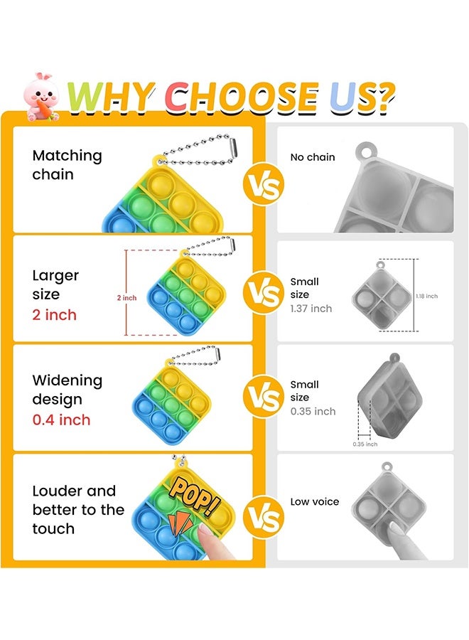 HaHaHai 30 Pack Mini Pop Fidget Keychains, Bulk Fidget Toys Party Favors for Kids 4+, Birthday Goodie Bag Stuffers, Classroom Prizes, End-of-Year Student Gifts - Image 2