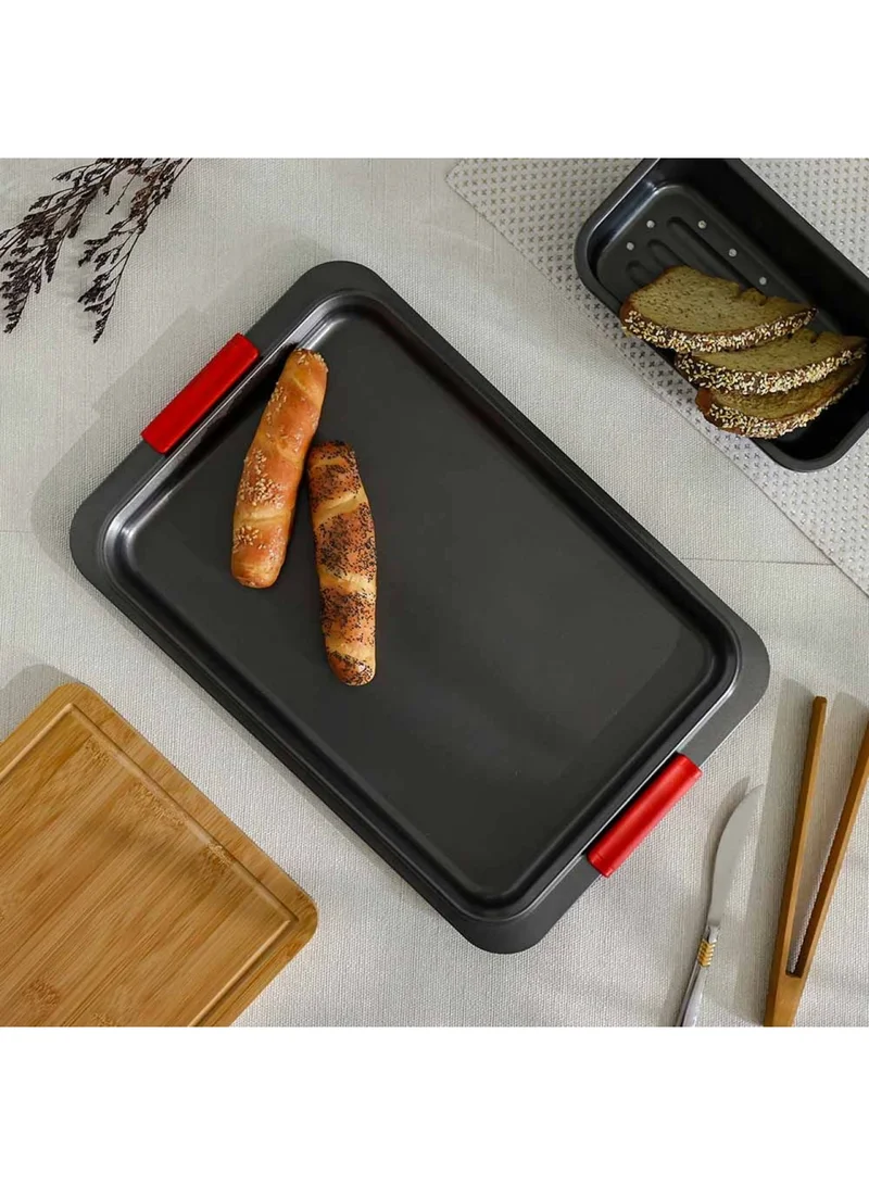 دانوب هوم صينية خبز الكوكيز من Bake Me Happy بمقبض سيليكون، فولاذ كربوني 0.8 مم، 45x30x2.5 سم