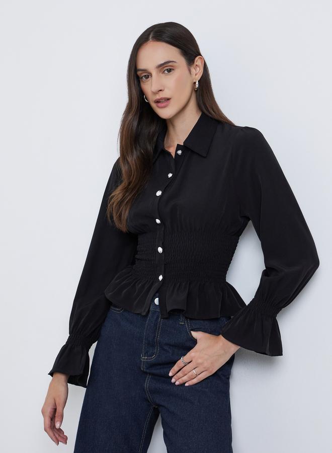 Styli Women Shirred Waist Detail Shirt - Image 1
