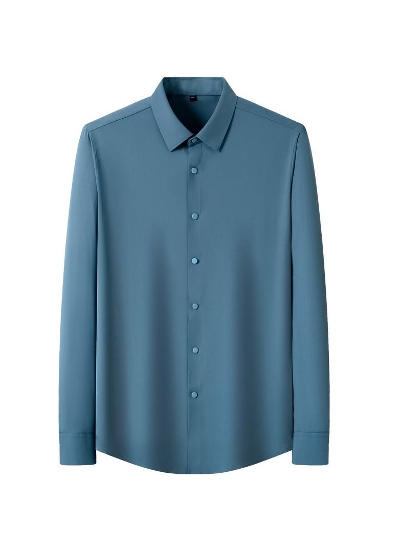 Loquat - Men's Seamless Shirt High Stretch Business Shirt Haze Blue - Image 1