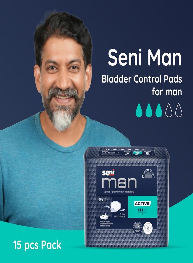 Seni Man Premium Bladder Control Guards Active Pads - 15 Pieces | Breathable | High absorbency | Odor control | Skin Friendly | Comfort first pads - Image 2