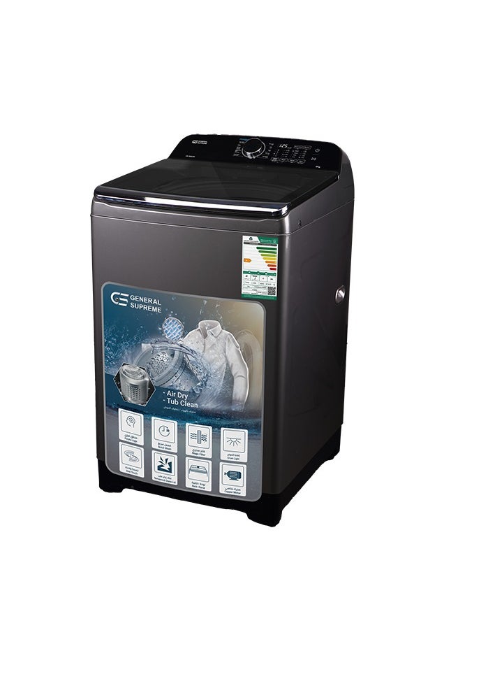 GENERAL SUPREME General Supreme Washing Machine Automatic Top Load 8 KG, 10 Programs, Dark Silver,GS80B25K  - Image 2