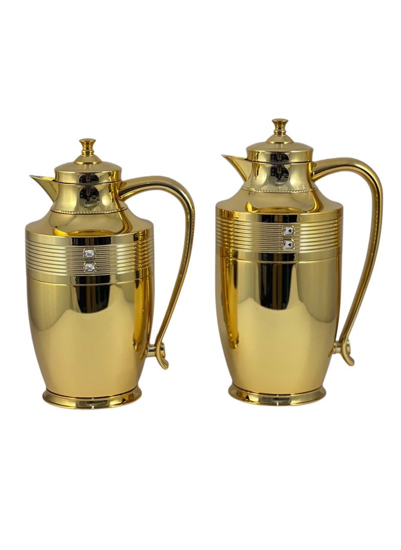 Home Maker 2-Piece Thermal Flask Set – 0.75L & 1L – Stainless Steel Vacuum Insulated – Elegant Gold Finish  - Image 3