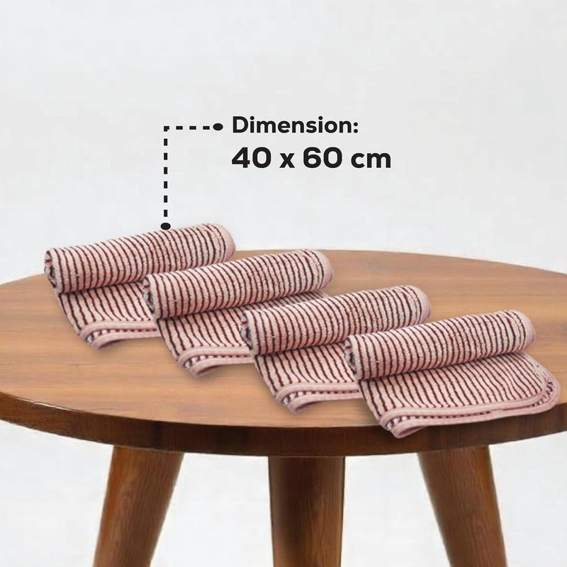 HOUSSE Microfiber Stripes Hand Towel for Women Men Quick Dry Ultra Absorbent Perfect for Bathroom Sports Travel Ideal for Workout Spa Beach Fitness Peach 40x60 - Image 2