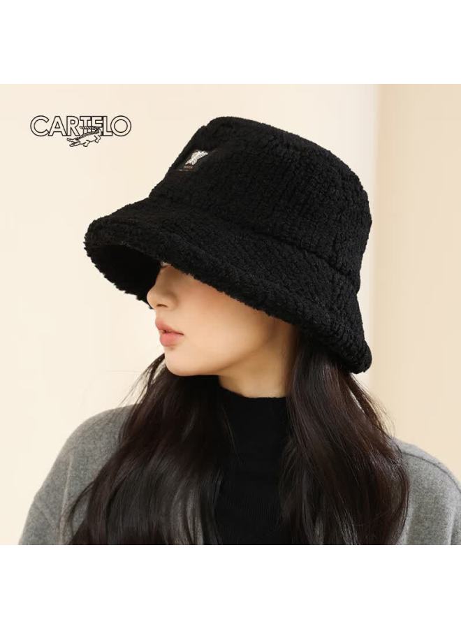 Cartelo Women's Autumn And Winter Hat, Cold-proof And Warm Fisherman Hat, Ladies' Fleece-lined Thick Knitted Hat, Woolen Hat, Bucket Hat, Water Bucket Hat - Image 5