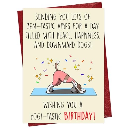 Cheerin Happy Birthday Card for Her - Funny Yoga Birthday Card - Humourous Greeting Card - Hilarious Gag Gift for Yoga Lover Women Girlfriend Wife - Image 1