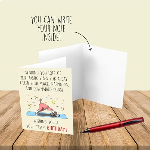 Cheerin Happy Birthday Card for Her - Funny Yoga Birthday Card - Humourous Greeting Card - Hilarious Gag Gift for Yoga Lover Women Girlfriend Wife - Image 3