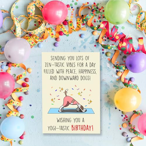 Cheerin Happy Birthday Card for Her - Funny Yoga Birthday Card - Humourous Greeting Card - Hilarious Gag Gift for Yoga Lover Women Girlfriend Wife - Image 4