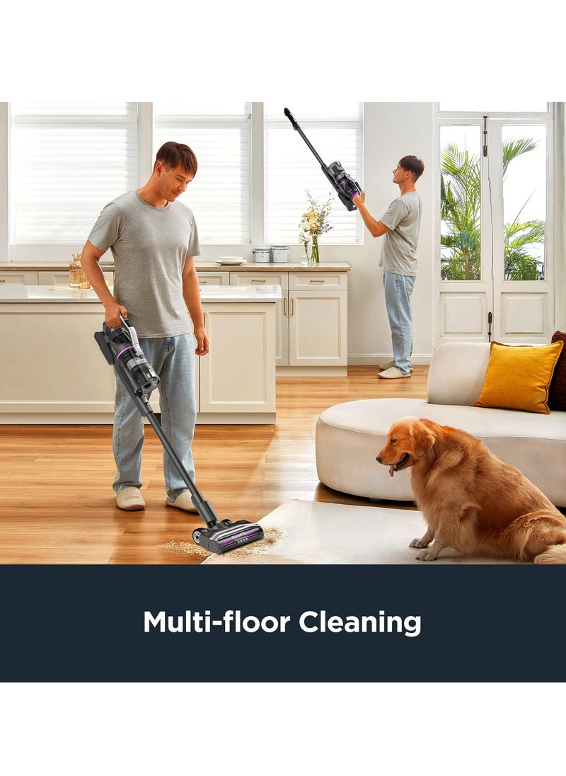 EUREKA 5-IN-1 Cordless Vacuum Cleaner, 550W, 60 Minutes Running Time, Powerful Wireless Vacuum, 19Kpa, with LED Headlights, for Home, Carpet, Hard Floor, Car, Pet Hair, H12 Black  - Image 3