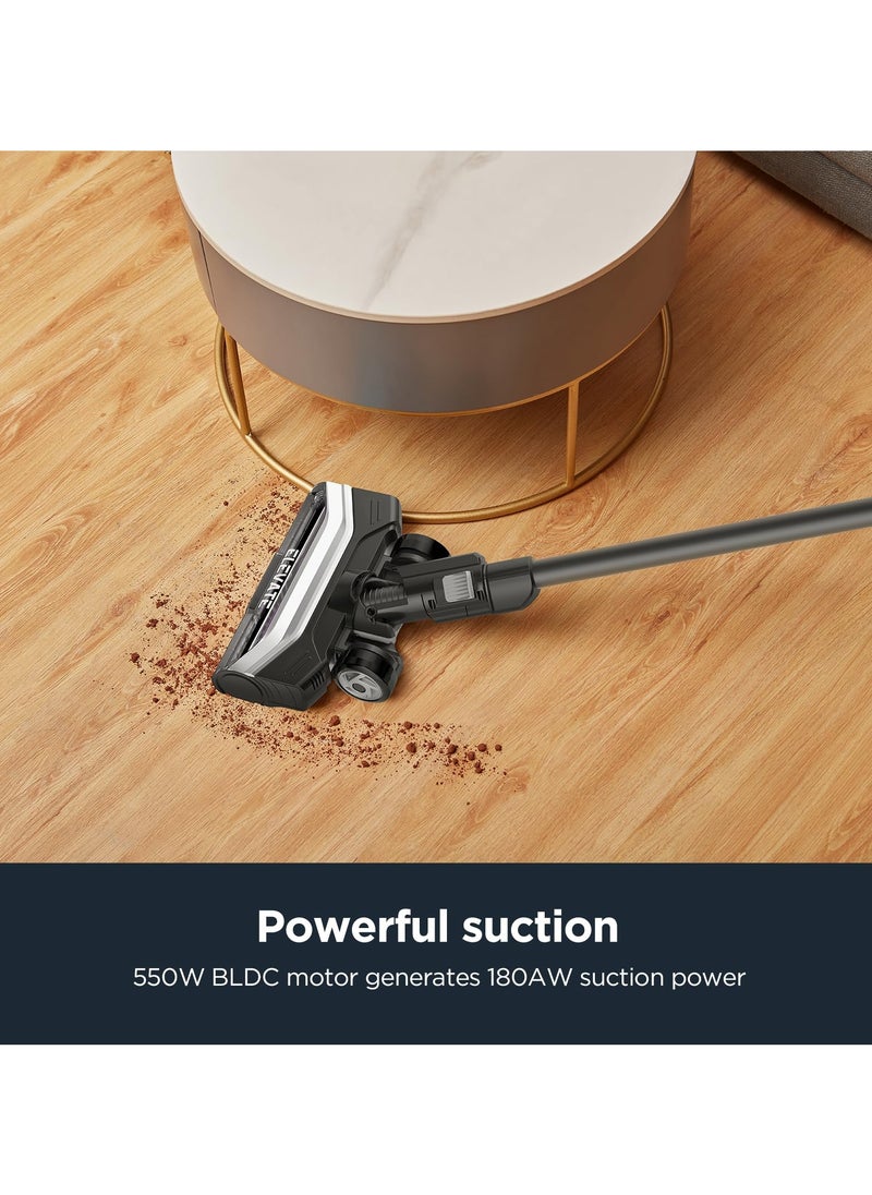 EUREKA 5-IN-1 Cordless Vacuum Cleaner, 550W, 60 Minutes Running Time, Powerful Wireless Vacuum, 19Kpa, with LED Headlights, for Home, Carpet, Hard Floor, Car, Pet Hair, H12 Black  - Image 2