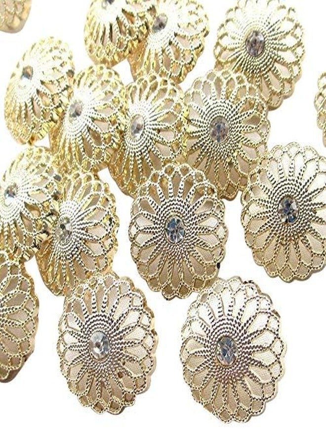 Chenkou Craft New 20pcs Gold Alloy Rhinestone Crytal Hollow Clothes Buttons 25mm Sewing Craft Lots - Image 2