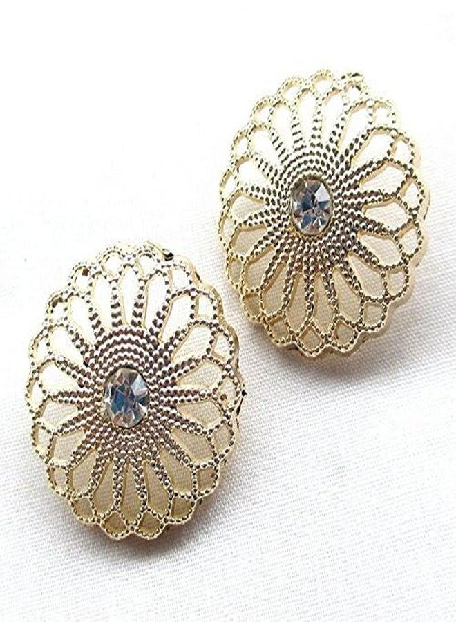 Chenkou Craft New 20pcs Gold Alloy Rhinestone Crytal Hollow Clothes Buttons 25mm Sewing Craft Lots - Image 3