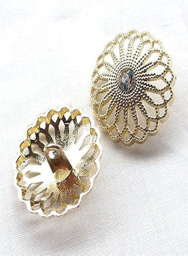 Chenkou Craft New 20pcs Gold Alloy Rhinestone Crytal Hollow Clothes Buttons 25mm Sewing Craft Lots - Image 4