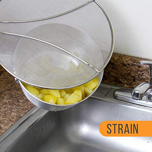 U.S. Kitchen Supply Set of 3 Stainless Steel Splatter Screen - 13", 11.5" & 9.5" Sizes - Fine Mesh Splatter Screen with Resting Feet Set, Grease Guard for Kitchen Pots and Pans - Image 5