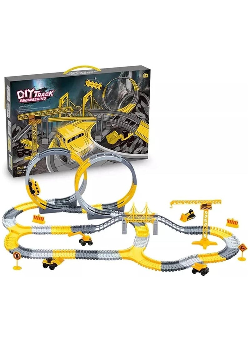 258 PCS Construction Race Tracks for Kids Toys,Track Series,Construction Car and Flexible Track Playset Create A Engineering Road Toys - Image 1
