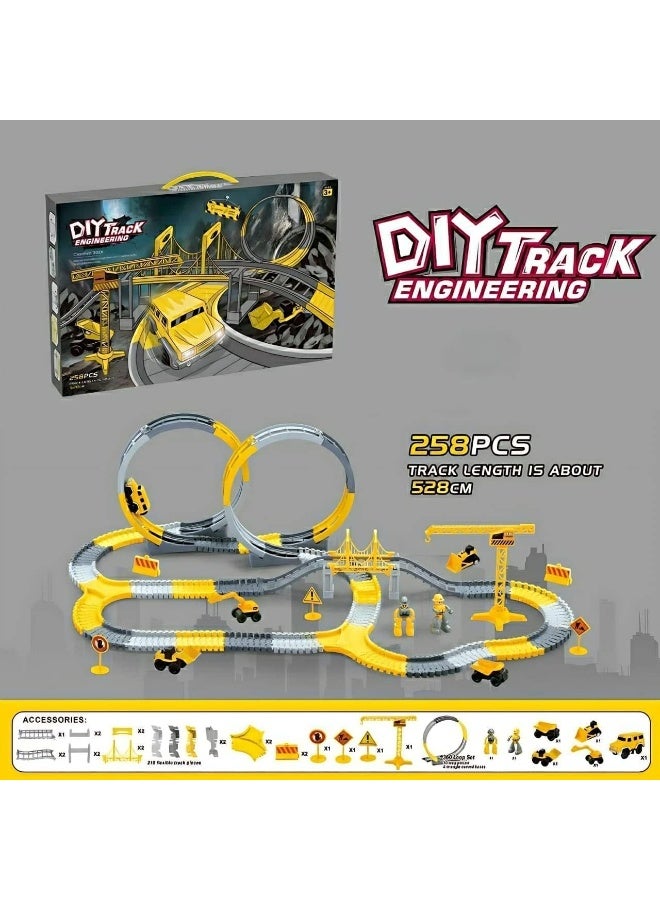 258 PCS Construction Race Tracks for Kids Toys,Track Series,Construction Car and Flexible Track Playset Create A Engineering Road Toys - Image 4