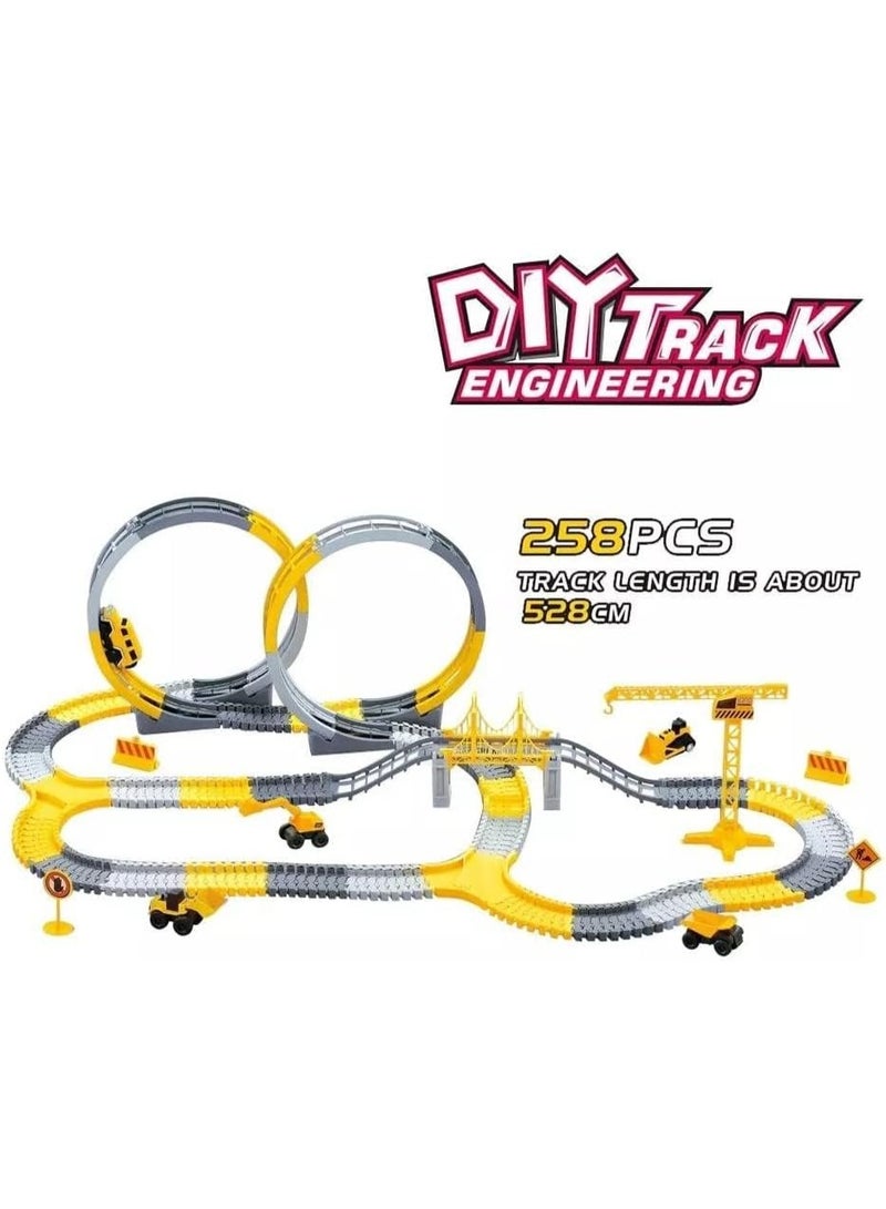 258 PCS Construction Race Tracks for Kids Toys,Track Series,Construction Car and Flexible Track Playset Create A Engineering Road Toys - Image 3