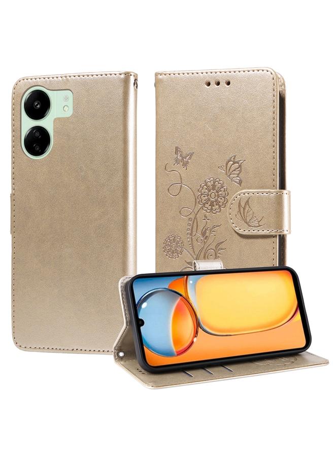 S-TOP Case For Redmi 13C 5G / 4G / 13R Embossed Butterfly Flowers Leather Phone Case - Image 1