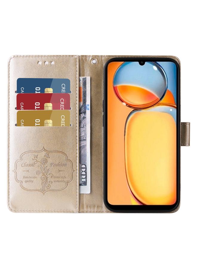 S-TOP Case For Redmi 13C 5G / 4G / 13R Embossed Butterfly Flowers Leather Phone Case - Image 4