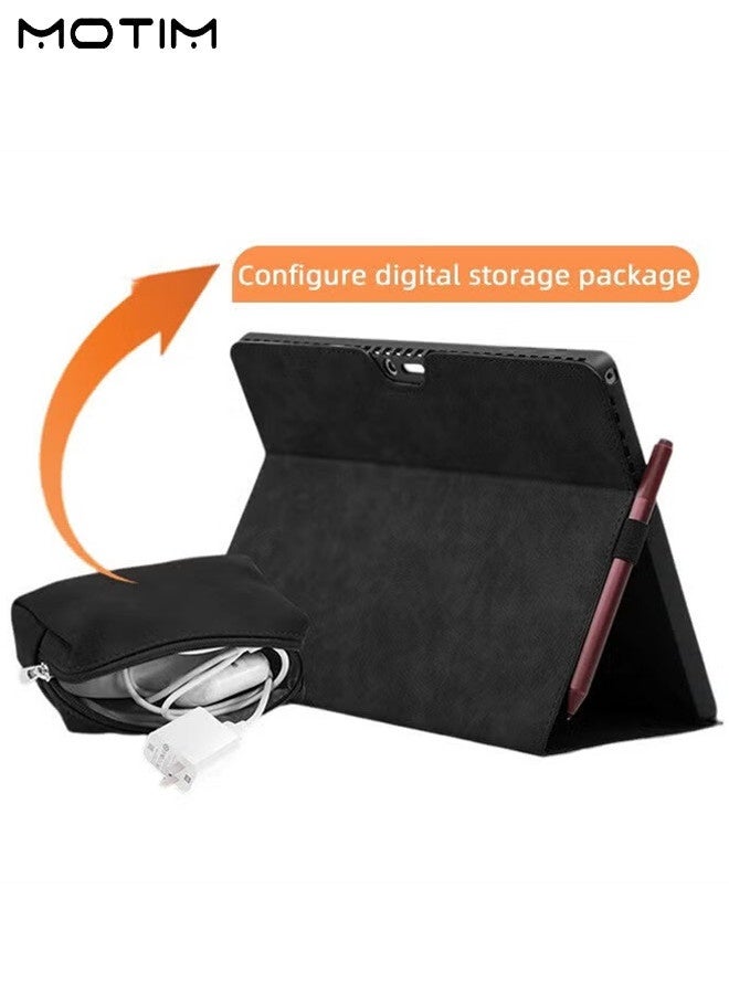 Motim 2Pcs/Set Laptop Sleeve Case with Leather Bag Compatible with Microsoft Surface Pro 11/10/9, Shock Absorbing and Drop Resistant Case, Protective Shell Case, Multiple Angle Stand with Pen Holder - Image 1