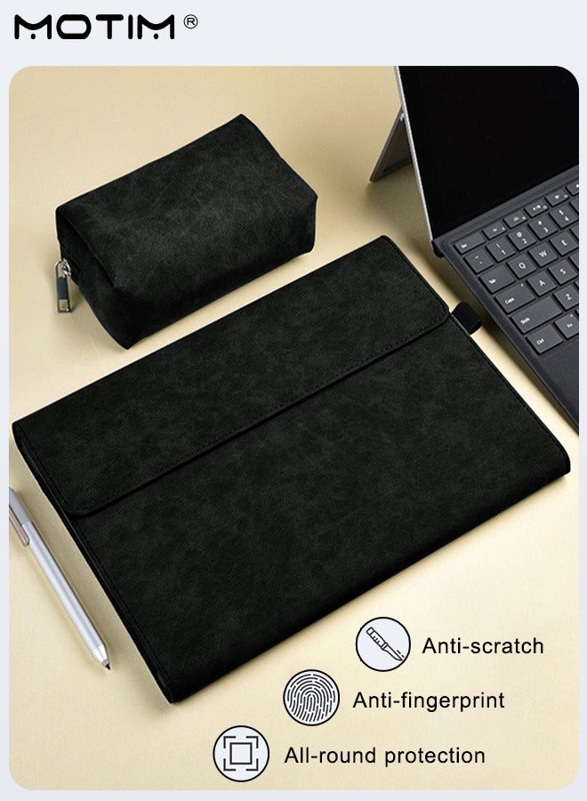 Motim 2Pcs/Set Laptop Sleeve Case with Leather Bag Compatible with Microsoft Surface Pro 11/10/9, Shock Absorbing and Drop Resistant Case, Protective Shell Case, Multiple Angle Stand with Pen Holder - Image 2