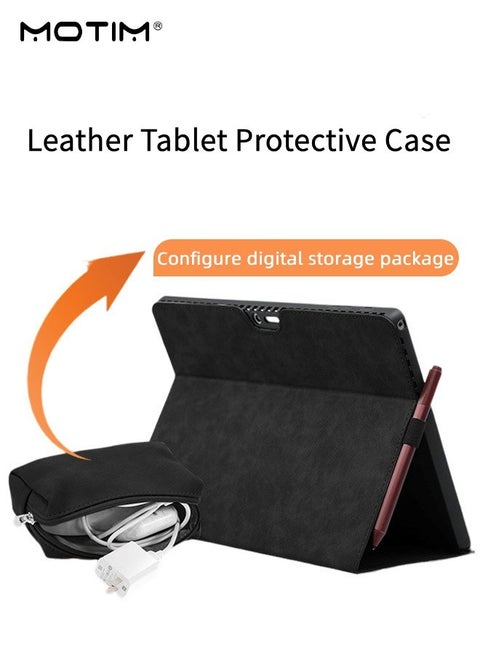 Leather Tablet Sleeve Case with Storage Bag for Microsoft Surface Pro 9/10 , 2 In 1, Protective Shell Case Cover, Multiple Angle Stand with Pen Holder, Shock Absorbing and Drop Resistant Case